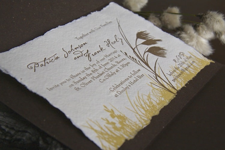 Wedding Invitation inspired by bog cotton
