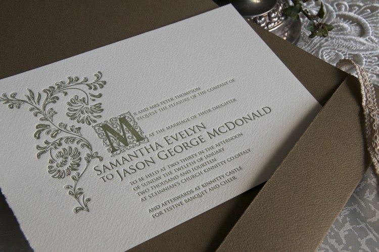 Revealing Wedding Invitation - Old English inspired by Kinnitty Castle
