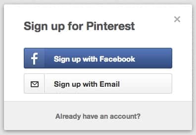 Sign up for Pinterest