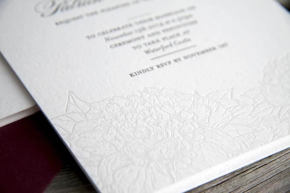 Floral letterpress detail