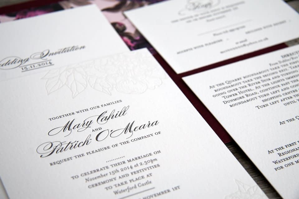 Floral wedding invitation suite detail