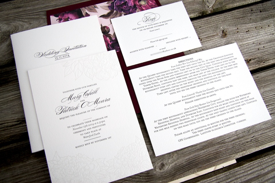 Floral wedding invitation suite