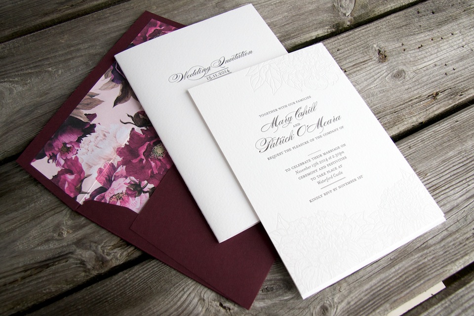 Floral stationery - letterpress wedding stationery