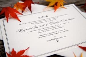 Detail of Formal letterpress wedding invitation
