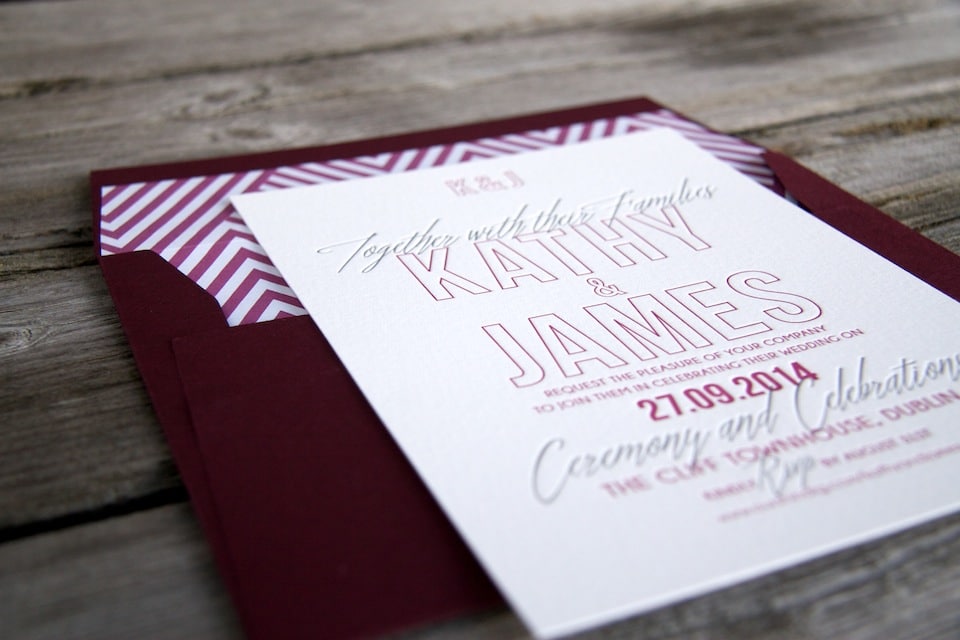 Letterpress wedding invitations | Cocktail wedding invite