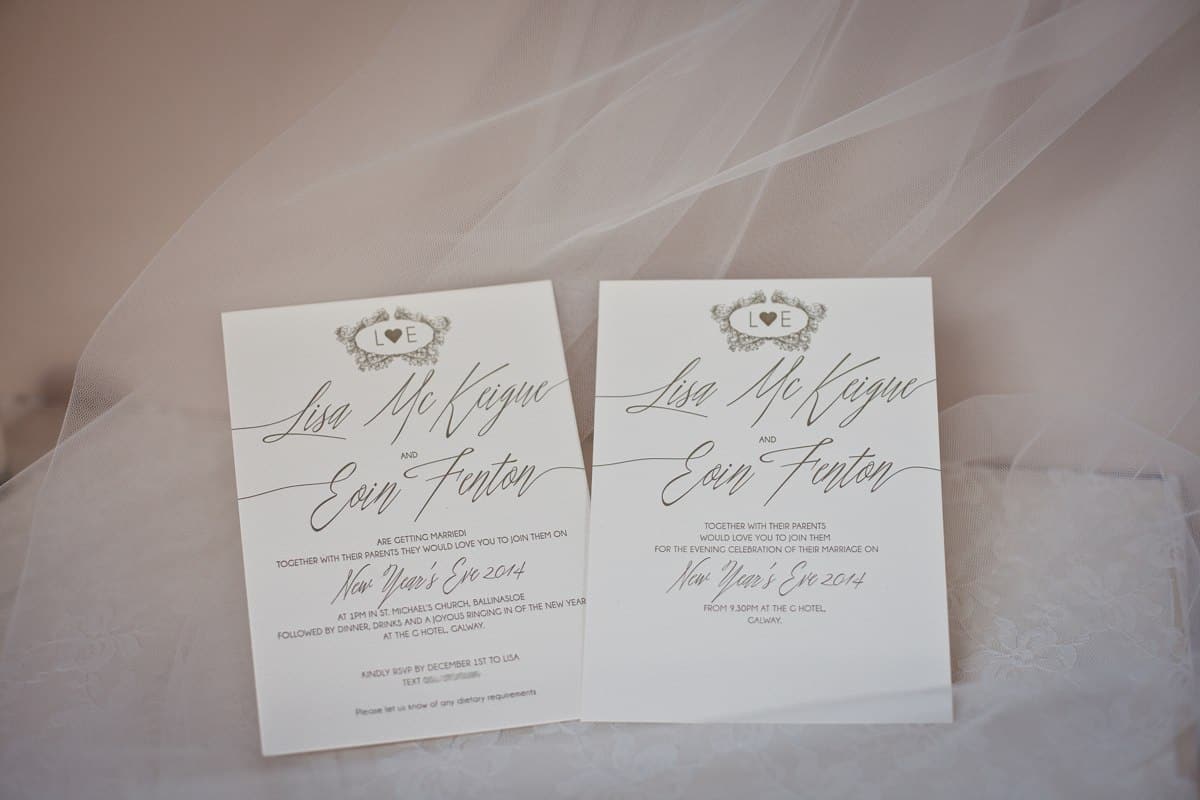 Lisa and Eoin New Years Eve Wedding invitations 2014